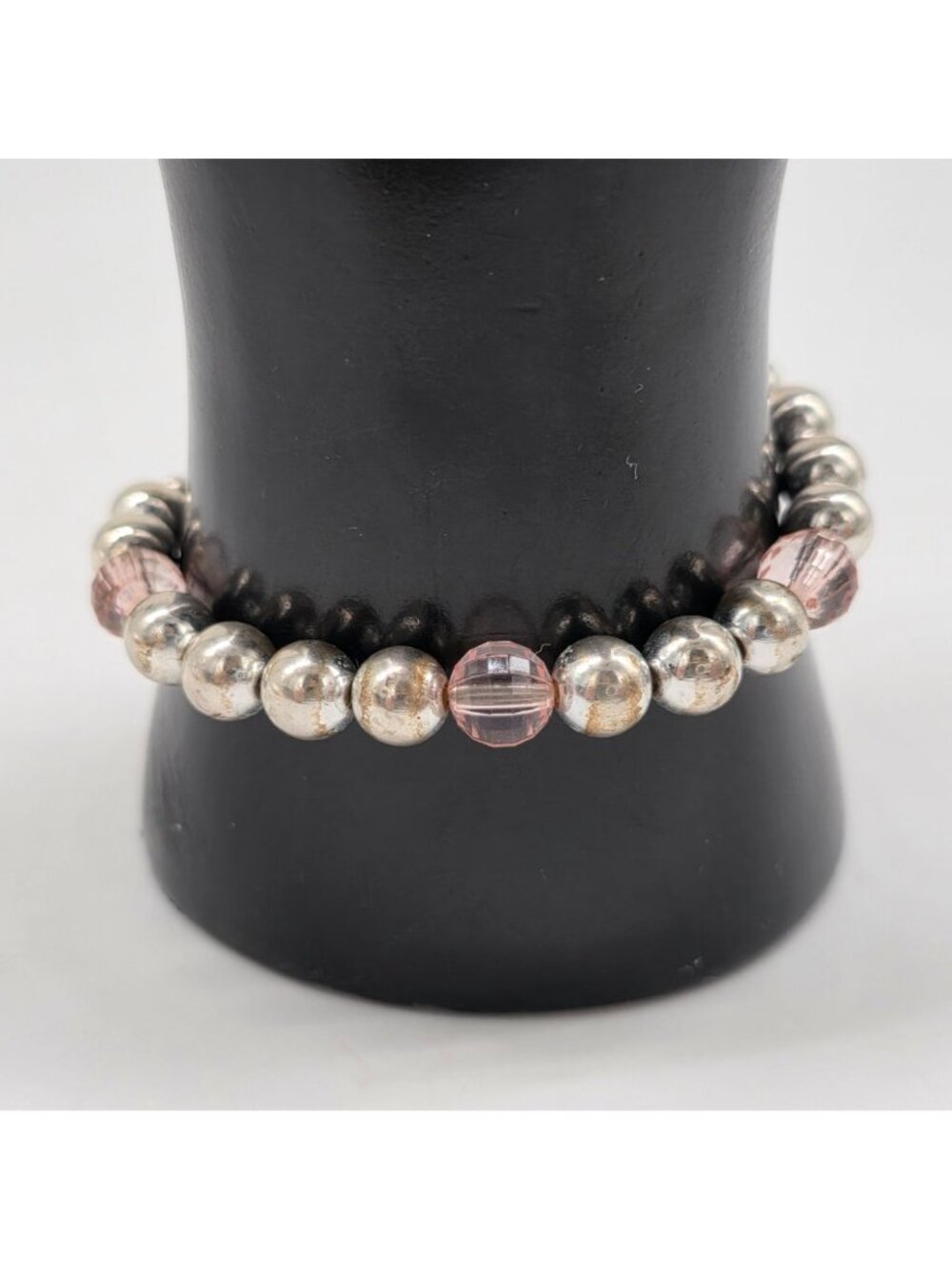 Dragonfly Charm Beaded Bracelet Toggle Clasp Silver & Pink Accents 8" Long - Picture 4 of 7